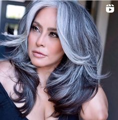 Salt And Pepper Wigs, Butterfly Layers, Silver Haired Beauties, Beautiful Gray Hair, Silver Grey Hair, Natural Gray Hair