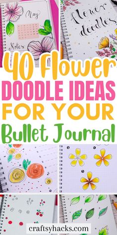 If you are looking for new ideas to decorate your bullet journal you need to try these brilliant flower doodle ideas. These cute flower doodles are super easy for even beginners to use in their journals. Try these DIY flower ideas and enjoy these drawing ideas. Flower Doodles Step By Step, Bullet Journal Flower Doodles, Easy Flower Doodles, Doodles Step By Step, Small Flower Drawings, Bullet Journal Easy, Simple Flower Drawing, Bujo Spreads, Flower Doodle