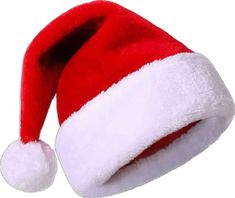 a red and white santa claus hat on a white background