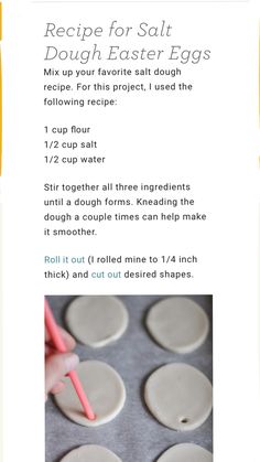 recipe for salt dough easter eggs with instructions to make them and how to bake them