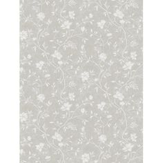 a gray wallpaper with white flowers on it