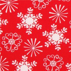 red and white snowflakes on a red background