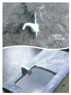 two pictures showing different parts of a sink