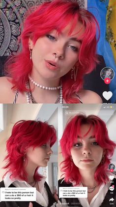 80s Hair Inspo Short, Shaggy Mullet No Bangs, Red Wolf Cut Short, Alternative Hair Mullet, Womens Mullet Short, Red Jellyfish Haircut, Shag Middle Part, Experimental Haircut, Mullet On Short Hair