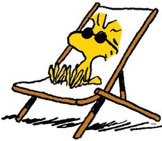 a cartoon dog sitting in a chair with sunglasses on it's head and eyes closed