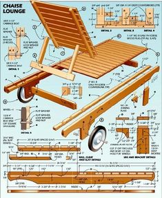 the plans for an outdoor chaise lounge with wheels and wheels are shown in this diagram