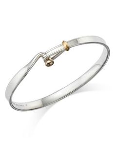 Georg Jensen Sterling Silver & 18K Yellow Gold Torun Bangle Bracelet Sterling Silver Bracelet In Yellow Gold Finish, Yellow Gold Polished Sterling Silver Bangle Bracelet, Yellow Gold Sterling Silver Bangle With Polished Finish, Thick Silver Bracelet, Leather Silver Bracelet, Georg Jensen Jewelry, Georg Jensen Silver, Bracelet Online, Georg Jensen