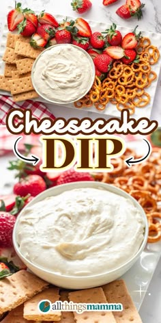 Cheesecake Dip social collage graphic Cheesecake Cream Cheese Dip, Cheesecake Cool Whip Dip, Cheesecake Fruit Dip With Pudding, Low Calorie Cheesecake Dip, Cream Cheese Dipping Sauce Desserts, Cream Cheese Dip For Crackers Sweet, Cream Cheese Recipes Dip Desserts, Dessert Dip With Cream Cheese, Strawberry Cheese Cake Dip