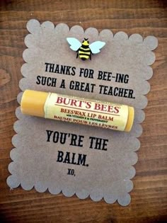 an instagramt with a message on it that reads thank for bee - ing such a great teacher, but you're the balm