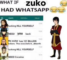 an image of avatars on the webpage for what if zuko had whatsapp?