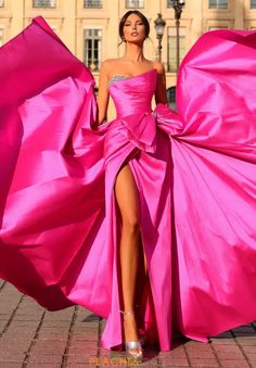 Shop Tarik Ediz 98421 Dress at Peaches Boutique today! Hot Pink Long Dress, Hot Pink Clothes, Bride Party Dress, Raspberry Wine, Tarik Ediz Dresses, Friends Outfits, Soiree Dresses, Bride Party, High Fashion Dresses