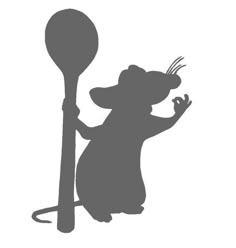 the silhouette of a mouse holding a tennis racquet in its paws and leaning on it's back