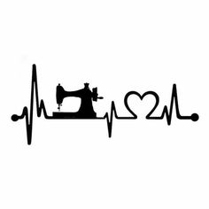 a sewing machine and heartbeat symbol