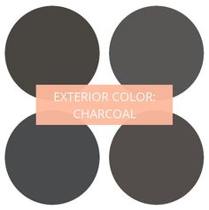 an image of black and white circles with the words exterior color charcoal on it's side