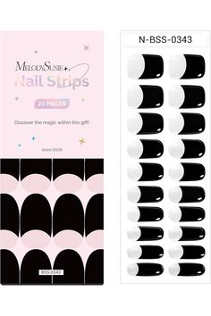 MelodySusie Semi Cured Gel Nail Strips (Black French Tips)-20 PCS Classic Gel Nail Stickers, Gel Nail Wraps - UV Light Required, Durable &amp; Salon Quality Black French, French Tips, Nail Wraps, Uv Light, Nail Stickers, Gel Nail, Fashion Accessories