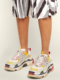 Triple S low-top trainers, perfect for fetivals | Balenciaga | MATCHESFASHION.COM UK Balenciaga Triple S White, Sneaker Outfits Women, Sport Shoe, Curvy Petite Fashion, Balenciaga Sneakers, Vintage Tennis, Balenciaga Shoes, Milan Fashion Weeks, Balenciaga Triple S