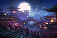 Japanese Palace, Chinese Background, Cute Laptop Wallpaper, Desktop Wallpaper Art, Witchy Wallpaper, Landscape Concept, Beauty Art Drawings, Fantasy Castle