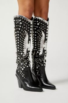 Azalea Wang Upbeat Rhinestone Cowboy Boot | Urban Outfitters Western Boots Outfit, Rhinestone Cowboy, Botas Western, Womens Boots Flat, Flat Heel Boots, Azalea Wang, Buckle Ankle Boots, Western Boots Women, Shoe Inspo