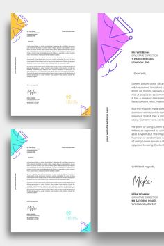 Playful geometric letterhead design for agency business Hotel Letterhead Design, Letterhead Design Creative, Creative Letterhead Design, Corporate Letterhead Design, Modern Letterhead Design