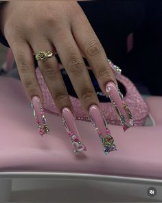 Princess Nails, Neat Nails, Weak Nails, Punk Nails, Nails Design With Rhinestones, French Tip Acrylic Nails