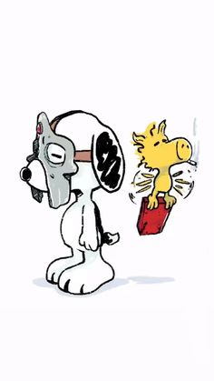 a cartoon dog is looking at another dog