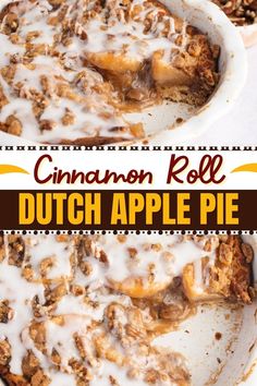 this cinnamon roll dutch apple pie is the perfect dessert for fall