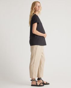 Stay effortlessly comfortable throughout your pregnancy with our Cotton Modal Maternity Crewneck Tee 2-Pack. Crafted from a soft and breathable blend of cotton and modal, these maternity essentials provide a flattering fit that grows with your bump. The classic crewneck design is always in style, while the 2-pack ensures you always have an additional option.  | Quince | Women's Cotton Modal Maternity Crewneck T-Shirt 2-Pack in White/Black, Size XS, Organic Cotton Maternity T-shirt, Maternity Essentials, Pregnancy Essentials, Maternity Shirt, Crewneck Design, Pregnancy Tshirts, Pregnancy Shirts, Design Ad, Quince