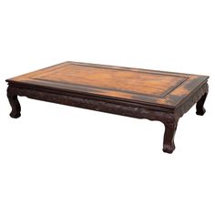 an old wooden coffee table on white background