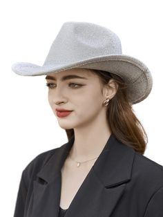 PRICES MAY VARY. Substance: The cowboy hat is made of 65% cotton + 35% polyester. Comfortable to wear, durablity,long time wear will not feel stuffy. Vintage decorative band, plus Western-style alloy metal bull, make you unique. Size: Felt western cowboy hat has a circumference of 56-58cm/22-22.83 inches, a brim width of about 7cm/2.75 inches, and a cowboy hat height of 12cm/4.72 inches. Perfect for most male and female head circumferences. Note: Please pay attention to the size of the hat befor Fitted Costume Hats And Headpieces For Winter Festival, Western Silver Hats For Summer, Western Curved Brim Costume Hat For Parties, Wide Brim Costume Hats For Fall Parties, Wide Brim Costume Hats And Headpieces For Fall Party, Fitted Wide Brim Costume Hats For Country Events, Country Style Short Brim Hat For Party, Fall Party Costume Hat With Wide Brim, Western Brimmed Hat For Party