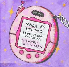 a drawing of a pink object with words written in spanish on the front and back