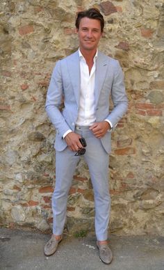 Wedding Suits Men Blue, Wedding Guest Men, Summer Wedding Suits, Terno Slim, Light Blue Suit, Don Pedro, Slim Suit, Party Kleidung, Traje Casual