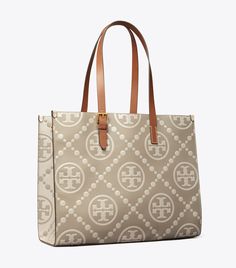 T Monogram Contrast Embossed Tote: Women's Designer Tote Bags | Tory Burch Classic White Bags With Embossed Logo, Classic Shoulder Bag With Double Handle And Embossed Logo, Classic Monogram Print Shopping Bags, Daily Use Monogram Print Top Handle Shoulder Bag, Modern Monogram Print Shoulder Bag For Everyday Use, Monogram Print Top Handle Shoulder Bag For Daily Use, Daily Use Top Handle Shoulder Bag With Monogram Print, Modern Shoulder Bag With Monogram Print For Everyday Use, Classic Shoulder Bag With Embossed Logo For Shopping