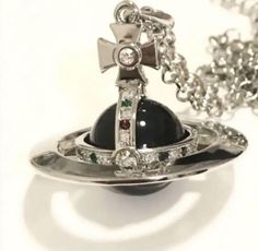 #ad Premium Quality Vivienne Westwood Necklace Small Orb Silver & Black multi-stone w/drawstring, Fashion Jewelry Vivienne Westwood Necklace, Drawstring Fashion, Westwood Necklace, Orb Necklace, Vivienne Westwood Jewellery, Necklace Stone, Fancy Jewelry, Dream Jewelry, Fashion Jewelry Necklaces