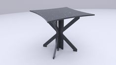 a small black table sitting on top of a white floor