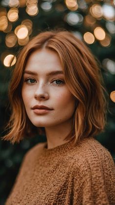 Reasons to Try a Cropped Pixie with Fall Hair Colors Copper Blonde Undertones Cute Short Red Hairstyles, Bluntcut Bob Copper, Auburn Hair Color Bob, Autumn Bob Hair, Hair Colour Copper, Redhead Bob Haircut, Blond To Copper Hair, Copper Layered Hair, Bob Copper Hair