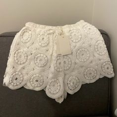 White Crochet Shorts By Lara. Size Medium. Nwt White Crochet Bottoms For Vacation, White Crochet Trim Vacation Bottoms, White Crochet Trim Bottoms For Vacation, White Crochet Trim Bottoms For Beach Season, White Bottoms With Crochet Trim For Beach Season, White Crochet Beach Bottoms, White Crochet Bottoms For Beach, White Crochet Trim Shorts For Beach, White Crochet Casual Bottoms