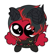 a drawing of a devil with horns and wings on it's head, sitting in front of a white background