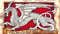 a white dragon with scroll on it's side and the words come from me