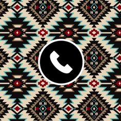 an image of a phone with the call button up on it's screen, surrounded by native patterns