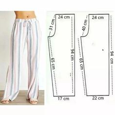 the sewing pattern is shown for this pants