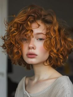 Short Curly Haircuts Red Hair, Bobs For Curly Hair Natural Curls, Layered Curly Bob Hairstyles, Ginger Bob Hair, Short Red Curly Hair, Layered Bob Curly, 2025 Haircut, Curly Bob With Fringe