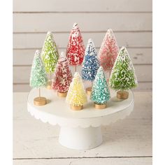 LC2399 Holiday/Christmas/Christmas Indoor Decor Metallic Gold Paint, Bethany Lowe Designs, Bottle Brush Christmas Trees, Christmas Forest, Brush Trees, Snowy Trees, Bethany Lowe, How To Make Snow, Christmas Wonderland