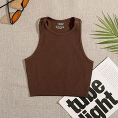 Color: brown, Size: S Sports Crop Tops, Colorful Crop Tops, Running Vest, Workout Tank Top, Sport Tank Tops, Top Crop, Casual Tank Tops, Workout Tanks, T Shirt Vest