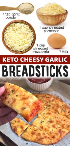 the keto cheesy garlic breadsticks recipe is shown