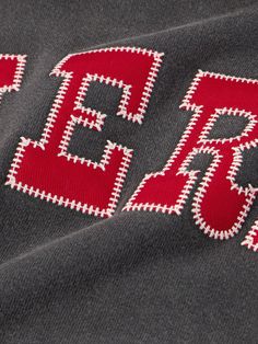 EXCLUSIVE AT MR PORTER. Cherry Los Angeles' 'Championship' hoodie is appliquéd with a bold logo across the front, each letter is outlined with contrasting embroidery for added depth. It's been made in LA from fleece-back cotton-jersey and specially washed to create a unique fade. Screen Print Hoodie, Cool Graphic Hoodies, Baseball Embroidery Designs, Unique Merch Ideas, Unique Hoodies Design, Bape 2000s, Cute Sweatsuits, Vogue Embroidery, Street Wear Hoodies