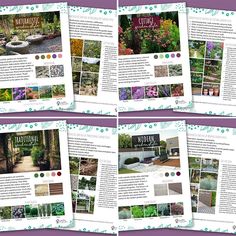 four pages with pictures of different plants and flowers in the same page, one is open to