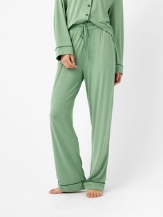 Our women's long sleeve bamboo pajamas feature enhanced breathability and temperature regulation Ideal for hot temperatures Flattering stretch-knit from bamboo-based fabric designed for every-BODY Supreme softness, hand, and drape with pockets Women's Stretch-Knit Bamboo Viscose Pajama Pants in Fern (Size: Medium) - Cozy Earth Bamboo Pajamas For Women, Pajamas For Women, Pant For Women, Bamboo Pajamas, Pajama Pant, Pajama Bottoms, Pajamas Women, Fern, Women Long Sleeve