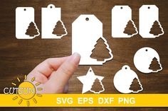 christmas tree cutouts and tags svg dxf file