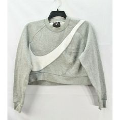 Nike Womens Nsw Swoosh Crew Fleece Sweatshirt, Gray, Size L, $65, Nwt 1 Day Handling Time From Houston,Tx Satisfaction Guaranteed Or Your Money Back! New Items Are Added Every Week. Brand: Nike Style: Pullover Sweatshirt Size: L Material: Cotton, Polyester Condition: New With Tags Sku: R3 - 11 Arm Pit To Arm Pit: 24.5" (Laid Flat. Unstretched) Length: 18.5" Sleeves: 25" A Sporty Vibe With An Oversize Swoosh At The Front, This Nike Sportswear Sweatshirt Keeps It Classic With Soft, Brushed-Back Fl Black Crop Hoodie, Vintage Nike Sweatshirt, Nike Style, Nike Crewneck, Nike Pullover, Nike Zip Up, Nike Sweatshirts, Cropped Sweatshirt, Nike Fashion