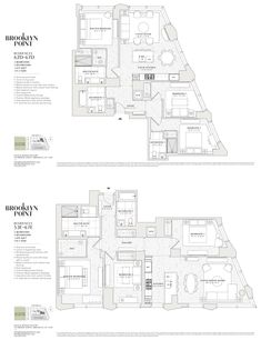 two floor plans for the new york apartment building, which is currently under construction in midtown's point